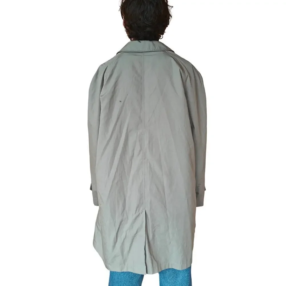 London Fog Trench Coat Mens XL Reg Beige Classic Button Front Overcoat